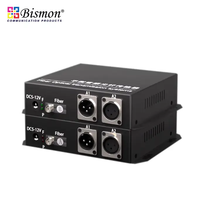 1 Ch Audio XLR 2 Way to fiber optic Single-mode  20km